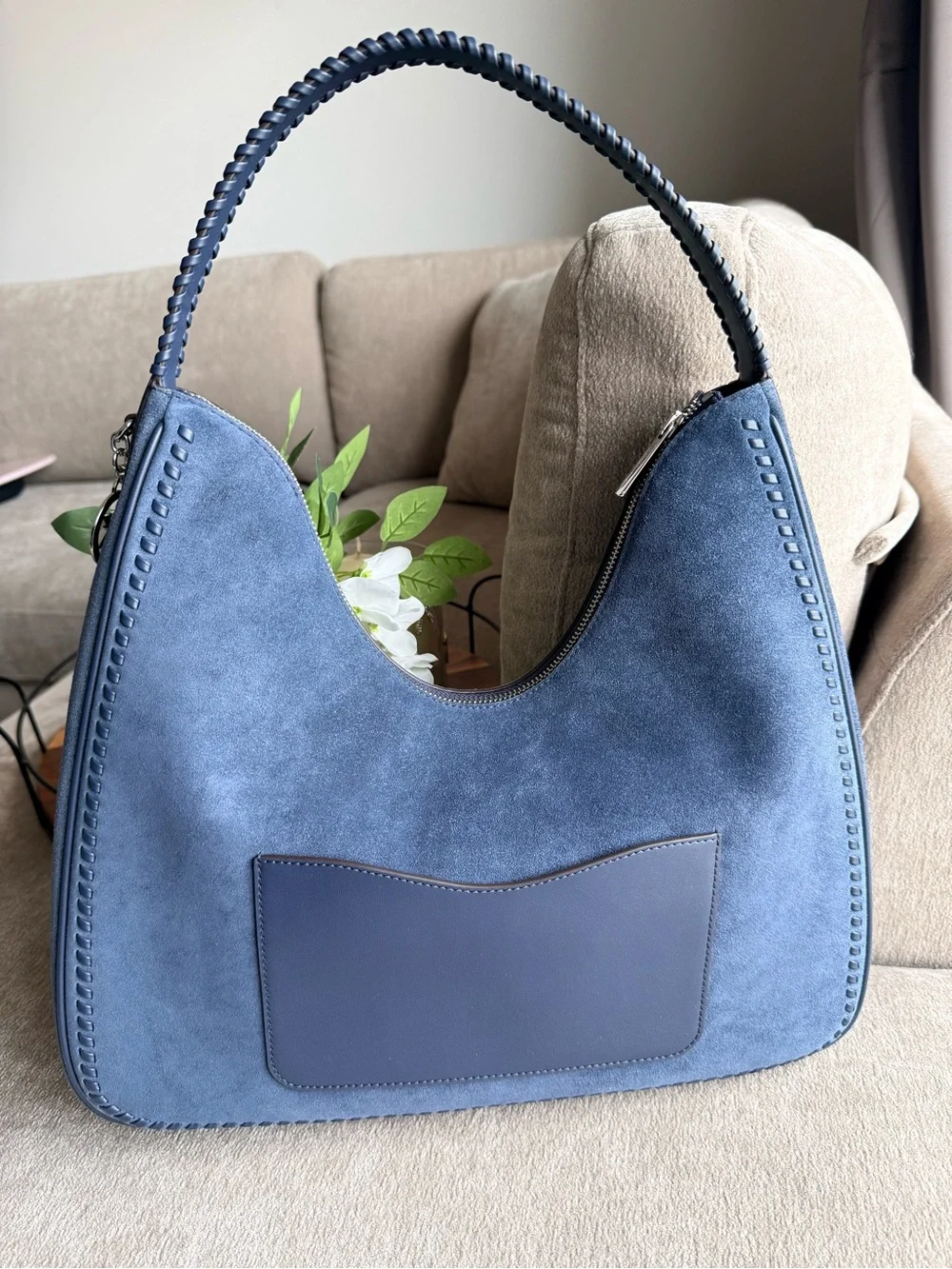 Michael Kors Blue Nayla Suede Hobo Bag Brand New!